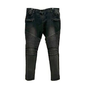 Black Moto Ribbed Distressed Jeans 14